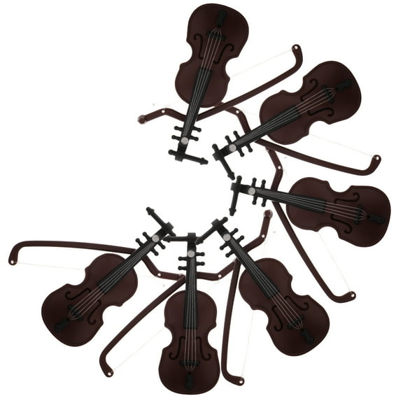 Masteelf 6Pcs Miniature Violin Model Small Violin Figurine Statue Mini Plastic Musical Instrument Decorative Ornament Christmas Tree Pendant Hanging Decor