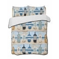 thumbnail image 2 of Blue Coastal Queen Size Down Alternative Comforter, Lightweight Comforter Quilt Bedding Set with Pillow Shams Ocean Nautical Anchor Wood Barn Beach All Seasons Bed Comforter Duvet Insert 90"x96", 2 of 7