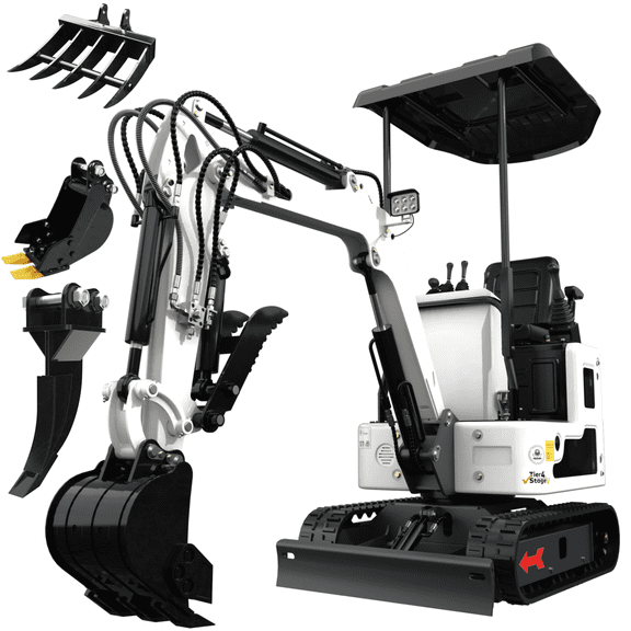1.2 Ton New Pilot Control B&S Gasoline Mini Excavator with 13.5HP B&S Petrol Engine,Mini Excavator Gas Power 1 Ton,W/Ripper, Rake, Bucket EPA Certification