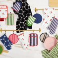 thumbnail image 4 of shiyou-Botanical Stripe Mini Oven Mitt 2-Pack Set, 5.5" x 8", Navy Blue/Red, 4 of 4