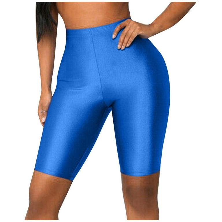 Pgeraug yoga pants Bike Yoga Elastic High Waist Shorts Leggings Sports  pants for women Blue 2XL