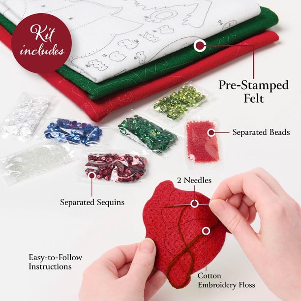 Kit de bas de Noël en feutre du père Noël avec traîneau du père Noël