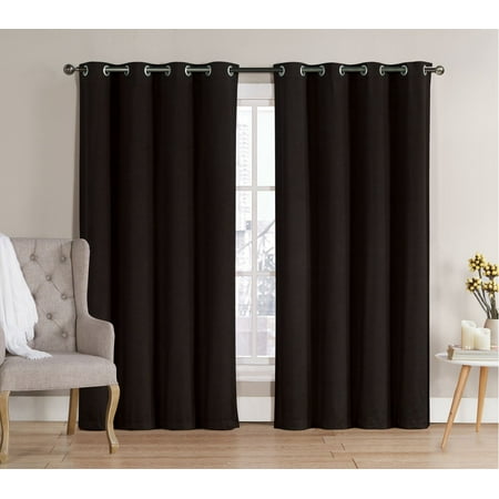 2 Pack Hotel Thermal Grommet 100 Blackout Curtains Black 84