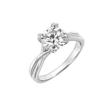 2 Carat DEW Round Moissanite Sterling Silver Solitaire Engagement Ring