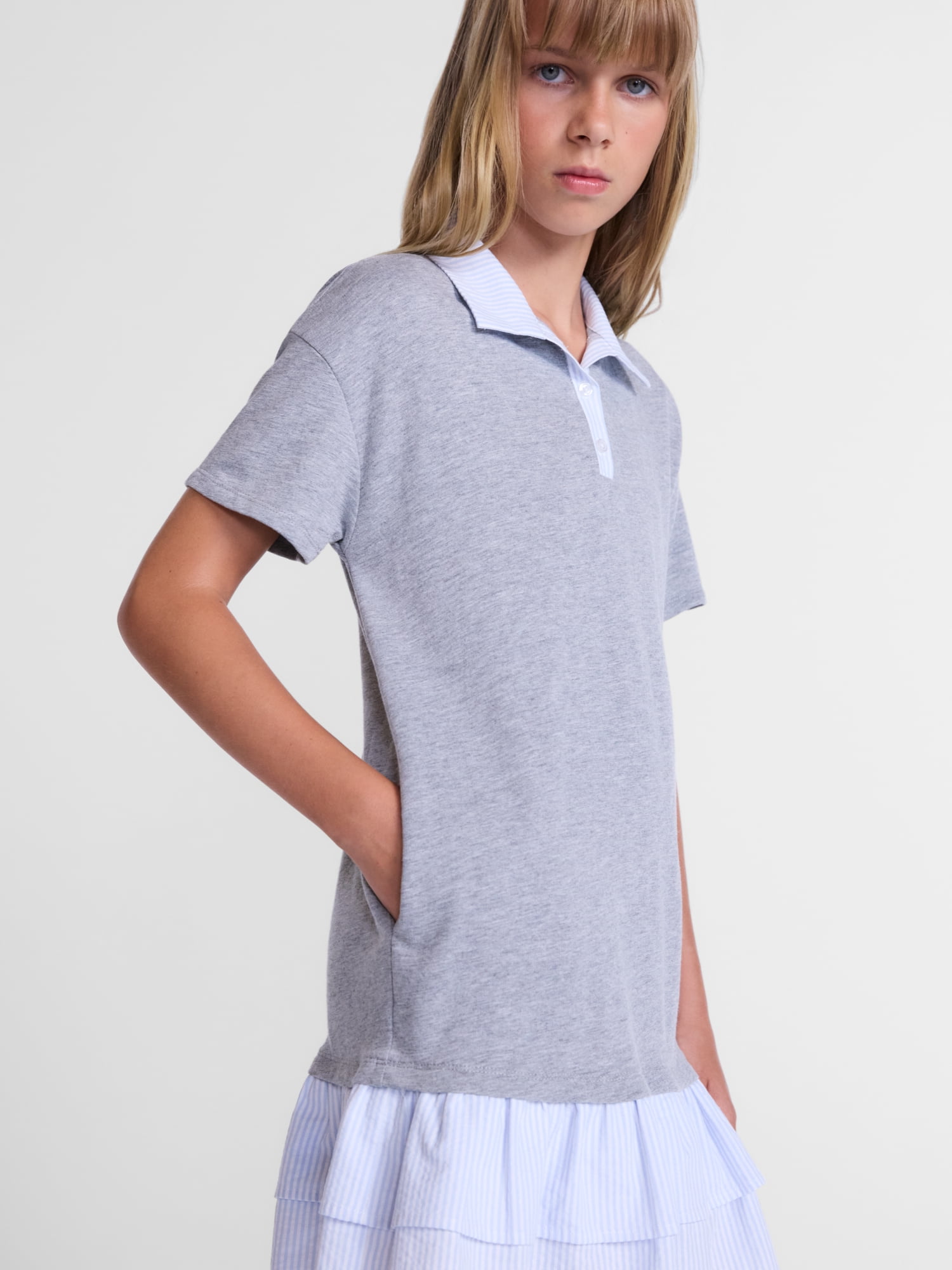 Weekend Academy Girls Double Ruffle French Terry Rugby Dress, Sizes 4-18