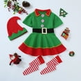 thumbnail image 7 of Tiweut Cute Family Matching Outfits Christmas Elf Outfit Set Girls Funny Santa Dress Xmas Festive Holiday Outfit,Green,Girls:12-18 M, 7 of 7