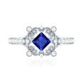 thumbnail image 5 of Rosec Jewels Vintage Style Lab Grown Blue Sapphire Engagement Ring - AAAA Grade - Blue Sapphire Diamond Ring - with Jewelry Box, 14K White Gold, US 5.00, 5 of 9