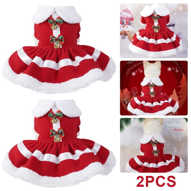 Vestido Navideño para Lindo Con Gatos Pequeños Y Medianos (S) Rojo