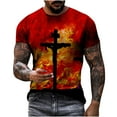 thumbnail image 2 of Waiimak T-Shirt Unimode pour Hommes Imprimés Graphiques Croix Manches Courtes Blouse Décontractée, 2 of 9