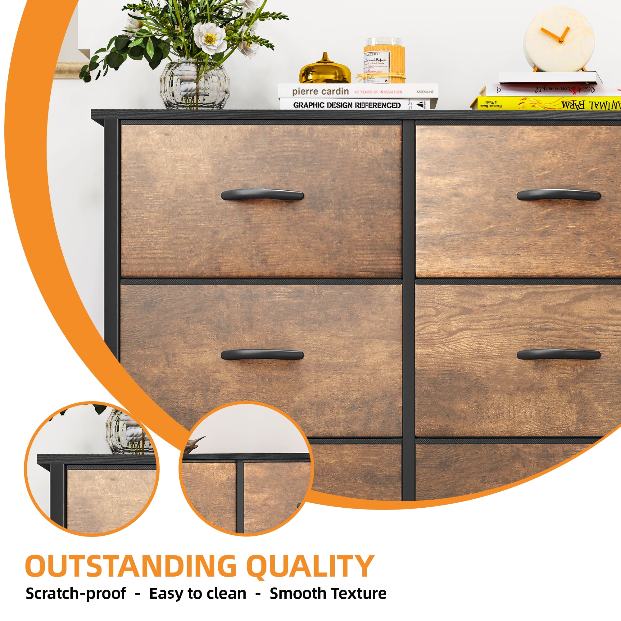 ​DEXTRUS 8-Drawer Fabric Dresser for Adults, Storage Tower Cabinet for Bedroom & Hallway, Brown