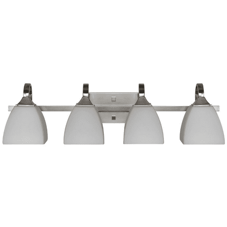 

Sunset Lighting F19014-80 Starling Four Light Vanity Frosted Opal Glass Dimmable with Bright Satin Nickel Finish