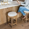 thumbnail image 6 of Maven Lane Eva Bar Stool in Weathered Oak Finish w/ Sand Color Fabric Upholstery, 6 of 8