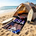 thumbnail image 5 of Boovnll American Flag Beach Towel Red White Blue Stars Stripe Microfiber Beach Towels, Absorbent Quick Dry Sand Free Beach Towel for Beach Yoga Pool Beach Towels Oversized, 31x63", 5 of 6
