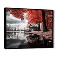 thumbnail image 2 of Designart "Red Lake Red Lakeside I" Lake House Cottage Floater Framed Canvas Wall Art, 2 of 7