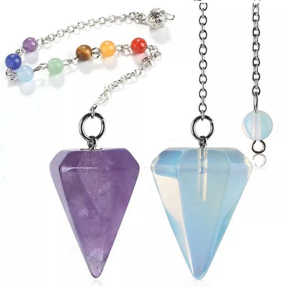 K-KED 8pcs Mixed Natural Stone Rock Crystal Hexagonal Pointed Reiki Chakra Pendant