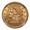 thumbnail image 2 of 1890 $2.50 Liberty Gold Quarter Eagle MS-61 NGC, 2 of 3