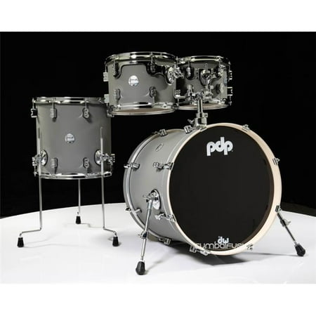 Pacific Drums & Percussion PDCM20FNSP 20 in. Concept Maple Drum Set, Satin Pewter & Chrome Hardware - 4 Piece