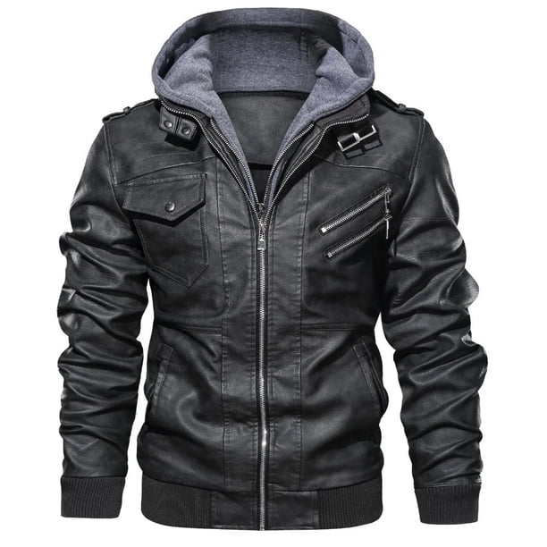 Chaqueta con capucha de cuero PU para hombre, conjunto de 2 piezas, ropa de moda para hombre, estilo europeo, Otoño/Invierno, 2022