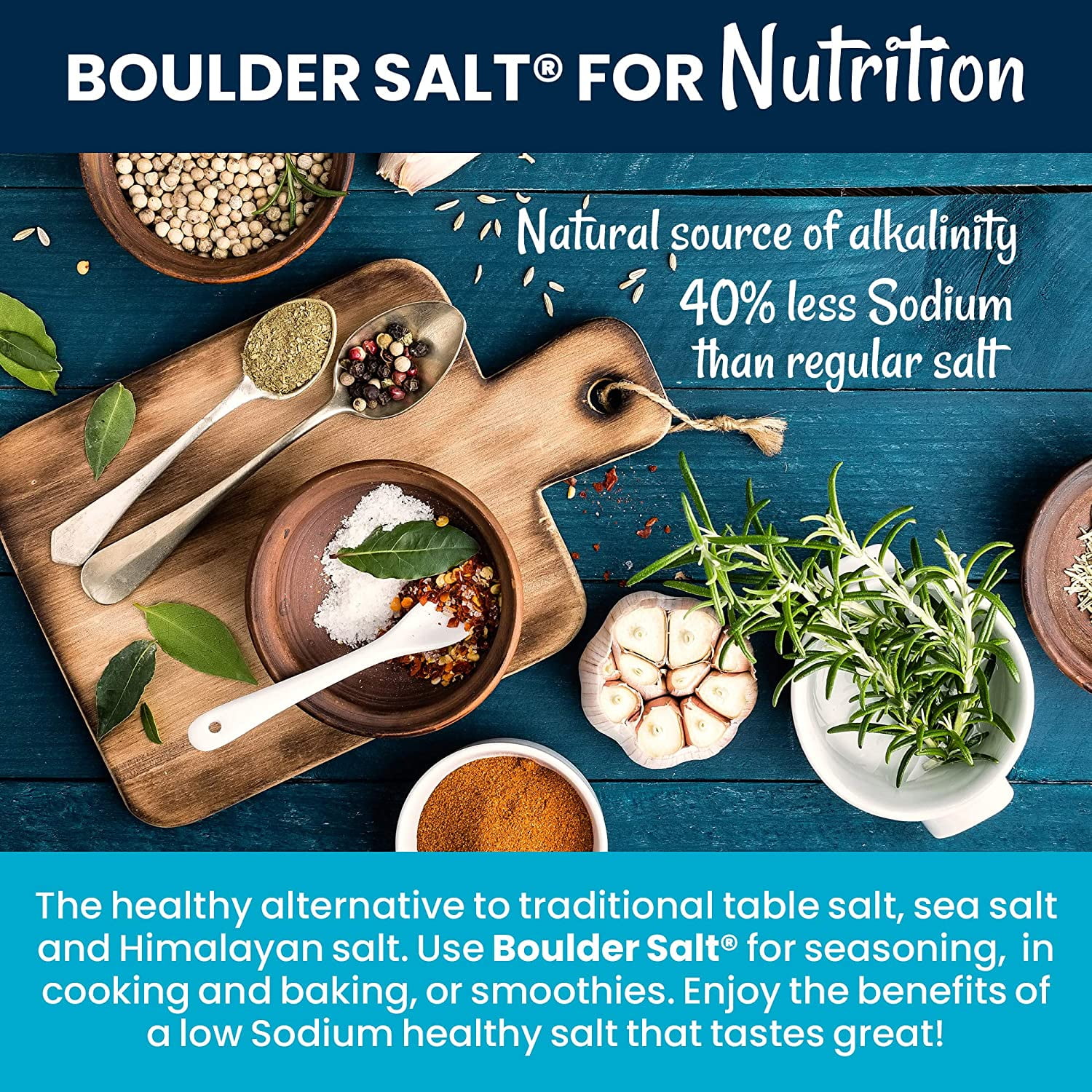 BOULDER SALT Unflavored Low Sodium Salt for Cramps High Blood Pressure POTS Syndrome 20 oz