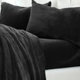 thumbnail image 3 of Great Bay Home Solid Velvet Plush Warm and Cozy Fleece Sheet Set (California King, Black), 3 of 7
