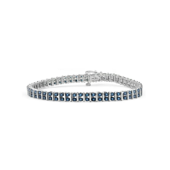 JewelersClub 1.00 Carat T.W. Blue Diamond Sterling Silver 2 Row Bracelet