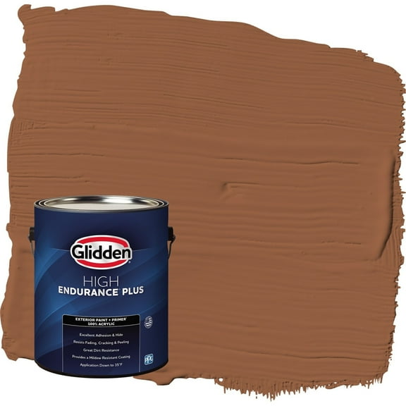 Glidden HEP Cinnamon Spice / Orange Flat Exterior Paint with Primer, 1 Gallon