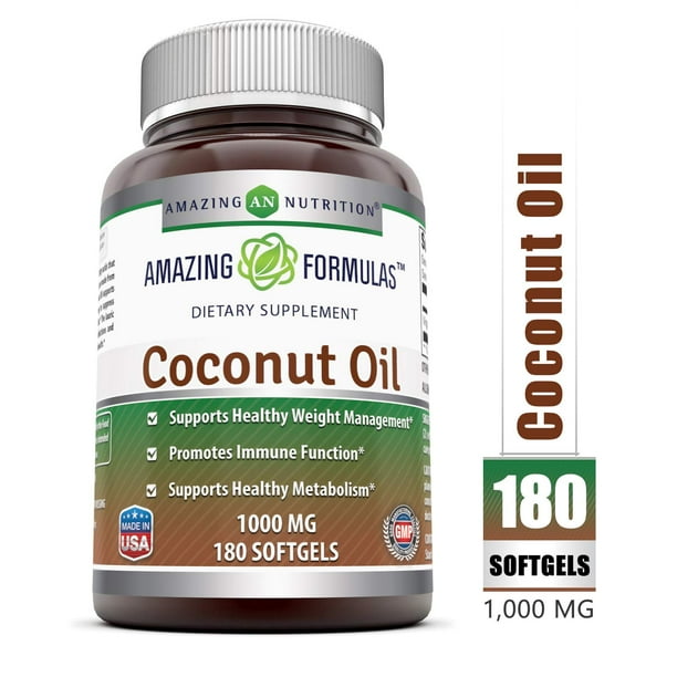 Amazing Nutrition Coconut Oil Capsules 1000 Mg 180 Softgels Walmart