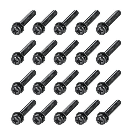 

M6 x 40mm Carbon Steel Phillips Pan Head Machine Screws Bolts Combine with Spring Washer and Plain Washers 20pc