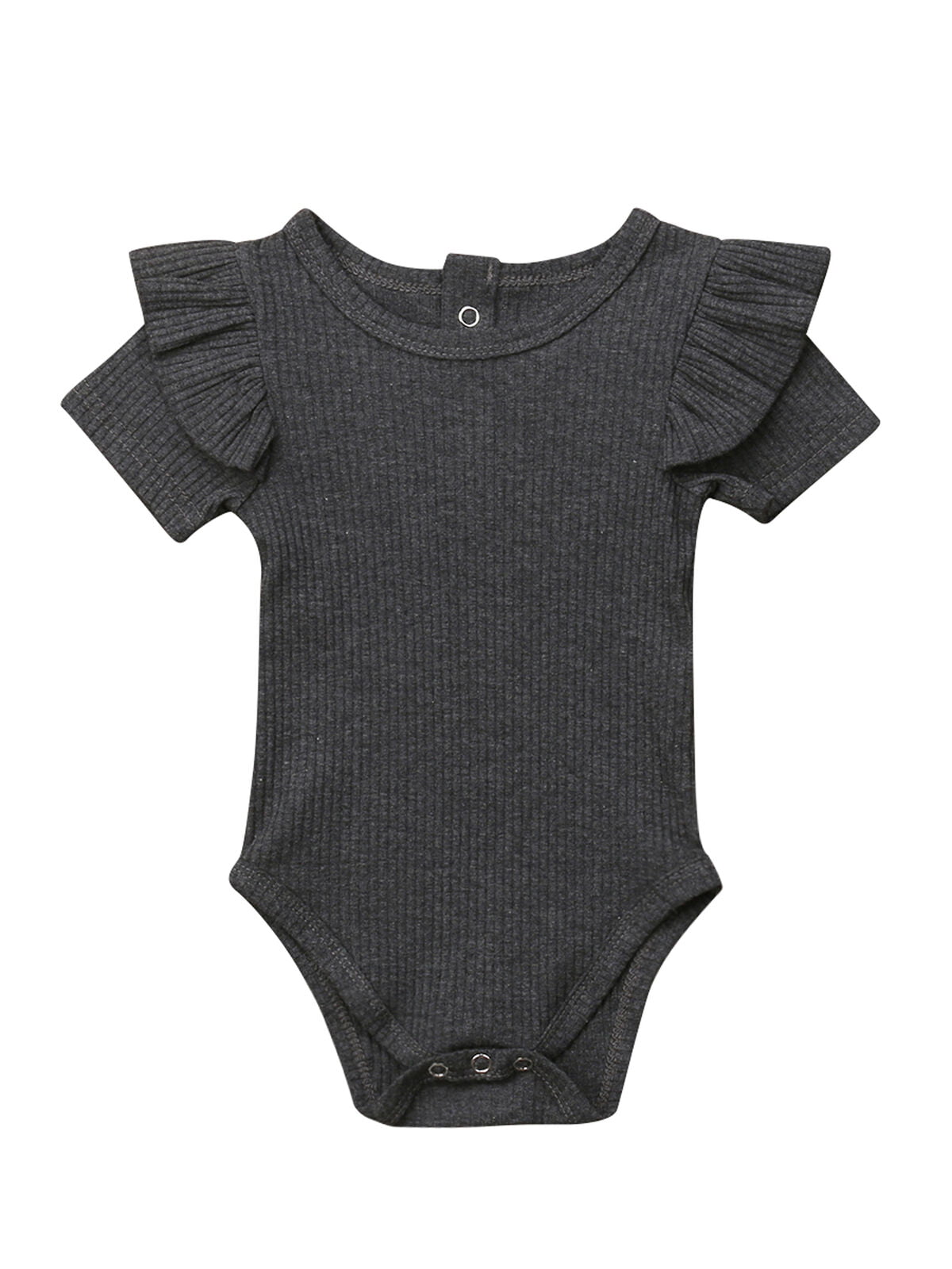 Newborn Toddler Baby Boys Girls Solid Ruffle Romper Tops Bodysuit Summer Clothes