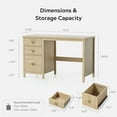 thumbnail image 2 of EYYTHUNG Executive Desk with Drawers, 47.2 x 21.7 in, Home Office Desk, Light Oak, 2 of 6