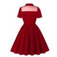 thumbnail image 3 of 1950s Vintage Swing Dress for Women Lace Rockabilly Button Lapel Collar Short Sleeve Cocktail Party A Line Dresses, 3 of 8