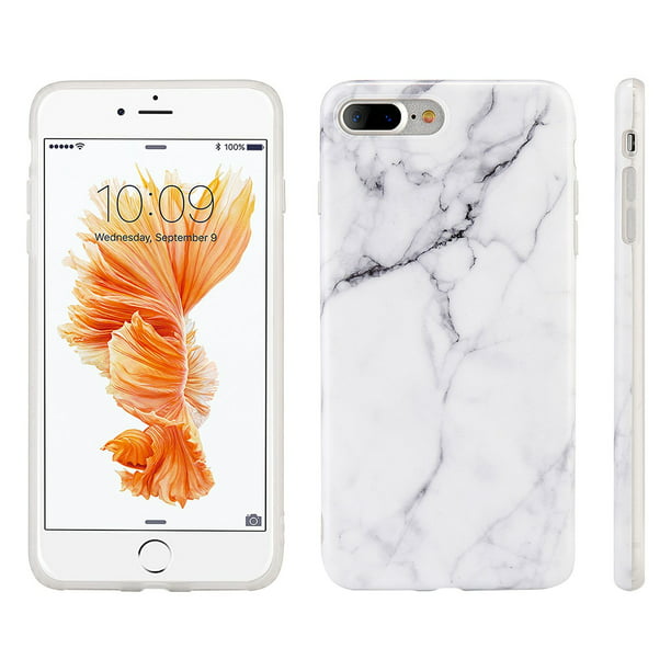 Bolsa Mutuo seré fuerte Marble Rubber TPU Case Cover for iPhone 7 Plus / 8 Plus - White by Insten -  Walmart.com