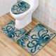 thumbnail image 2 of 1pc Octopus Starfish Bathroom Rugs and Shower Curtain Set with 12 Hooks - Machine Washable Polyester Fabric, Non-Slip, Absorbent Mat, U Shaped Toilet Mat and Toilet Cover - Home Decor Accessories, 2 of 4