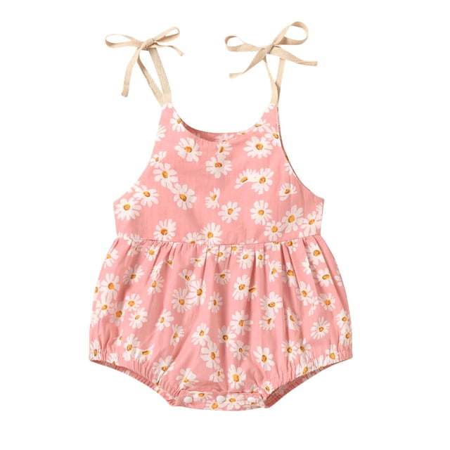 Body De Bebé Canastilla Onesies Para Niños Pequeños Verano Niñas Flores Correas Mono Sin Mangas Ropa Casual Rosa Odeerbi LM103-4209