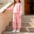 thumbnail image 2 of Likimi Child Toddler Girls Outfit Set Long Sleeve Bow Print Crew Neck Sweatshirt With Pants Soft Clothes Set Size 2-3 Years, 2 of 7