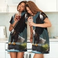 thumbnail image 4 of Easygdp Chemise de Nuit à Manches Courtes pour Femmes, Motif Aigle Chauve, Décontractée, 4 of 6