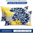 thumbnail image 3 of Decorative Throw Pillow Covers Set of 2 Blue Yellow Pillow Covers 12x20 inch Throw Pillows Linen Square Pillow Case,Farmhouse Outdoor Modern Floral Pillow Covers for Couch Sofa Living Room, 3 of 6