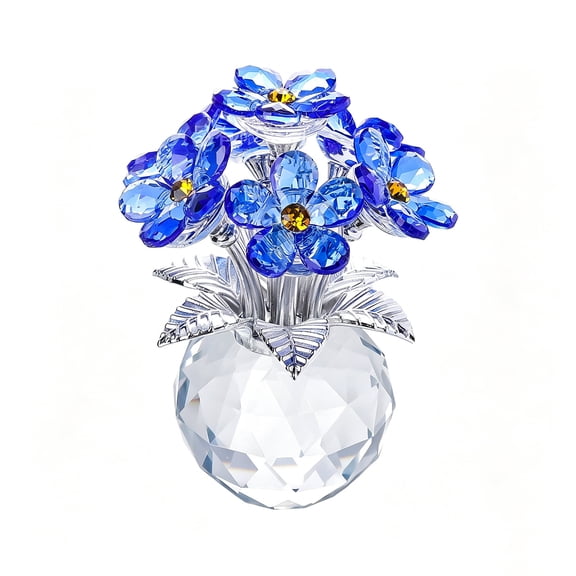 Virelaxpo Crystal Flower Vase Ornament Mini Glass Decor for Tabletop Shelf Home Office Gift