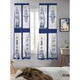 thumbnail image 5 of Nautical Navy Curtains 63 Inch Length, Sheer Curtains for Bedroom Living Room Window Blue Lighthouse Boat Compass Ocean Rod Pocket Voile Drapes Kitchen Curtains Small Half Window 42"x63" 2 Panels, 5 of 7