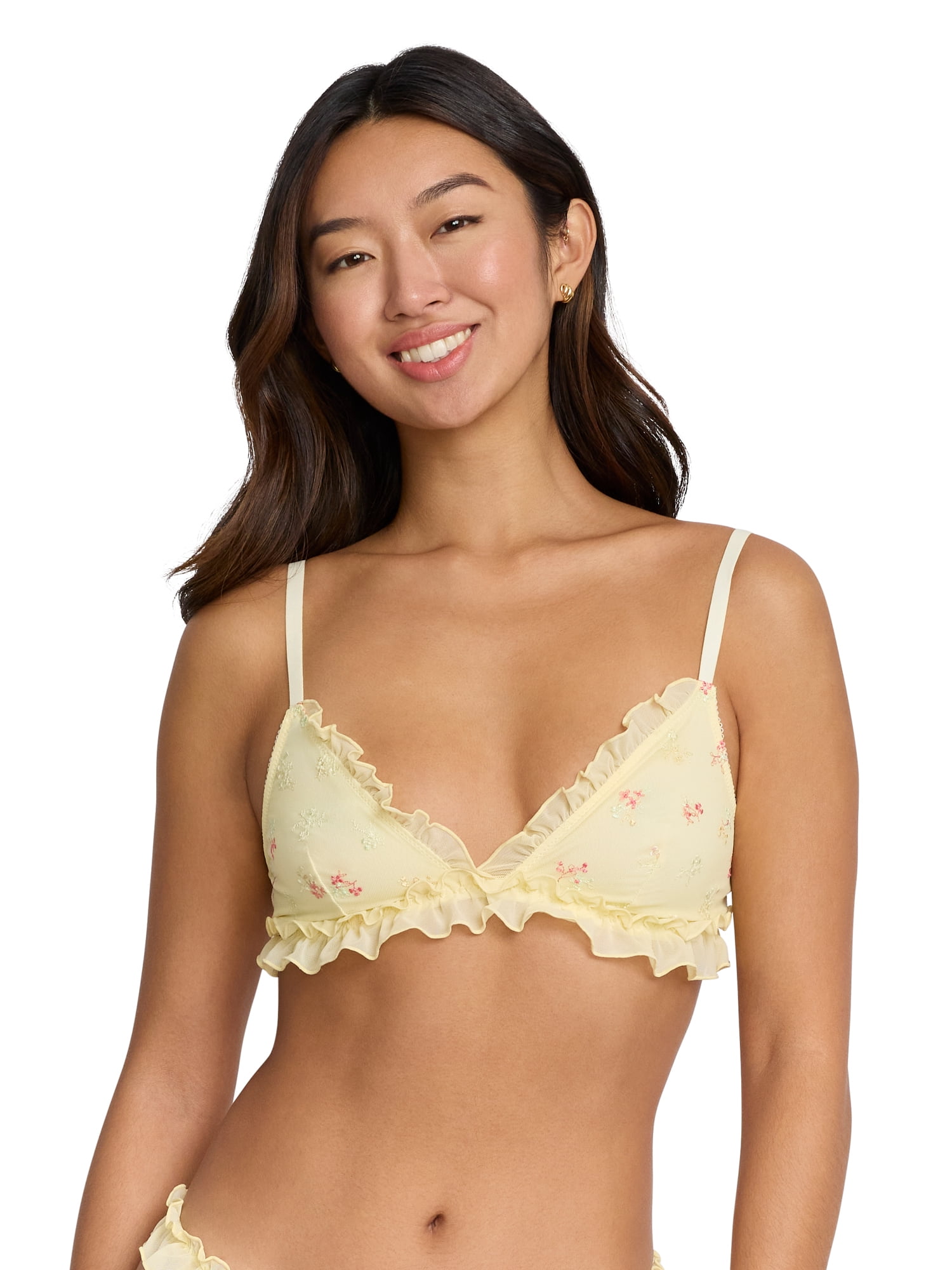 Mills by Millie Bobby Brown Women's Embroidered Mesh Bralette, Sizes XS-XXXL