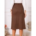 thumbnail image 5 of DARING DIVA Women's Faux Suede A Line Midi Skirt with Pockets X-Large Coffee, 5 of 7