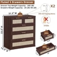 thumbnail image 2 of Leyaoyao 5 Drawer Dresser for Bedroom, Boho Wood Storage Cabinet with Embedded Handle, Adult Vertical Chest of Drawers for Living Room, Guest Room, 2 of 7