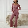 thumbnail image 5 of Women's Stripe Pajama Set with Round Neck Long Sleeve Blouse and Short Pants for Lounge Comfort, 5 of 7