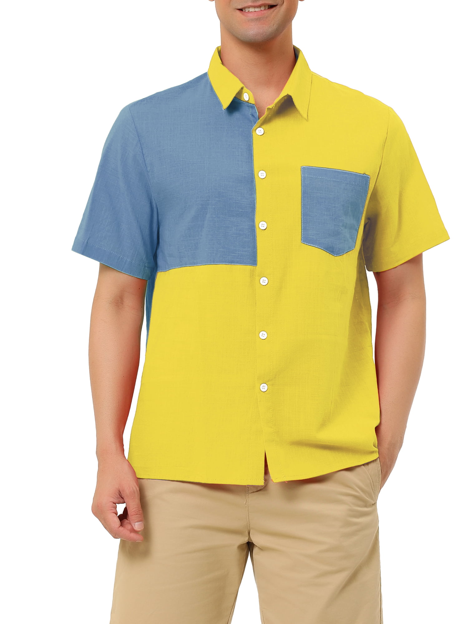 Men Shirts Patchwork Rockabilly Bowling Shirt Summer Plus Size Cotton Workout