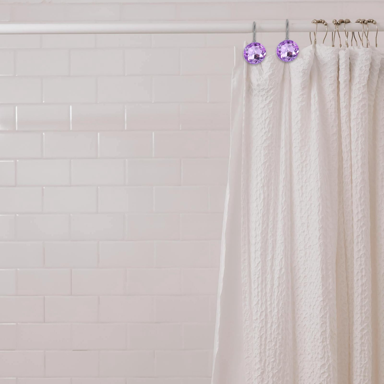 OUNONA 12 Pcs Bathroom Curtain Hooks Shower Curtain Hook 6.50X5.50X3.50CM Purple