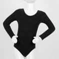 thumbnail image 5 of Runhomal Kids Girls Long Sleeves Round Neck Plain Ballet Dance Leotard Gymnastics Exercise Yoga Black 10, 5 of 7