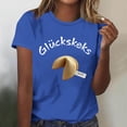 thumbnail image 2 of Levmjia Women's Graphic Round Neck T-Shirt, Funny German Text "Glückskeks" Print Tee, Casual Short Sleeve Summer Top, Soft Polyester Blend, Sizes XS-XL, 2 of 4