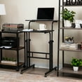 thumbnail image 3 of Mind Reader Standing Desk, Adjustable Height Laptop Workstation, Portable Rolling Desk on Wheels, Two-Tier Metal Frame, Black, 3 of 10