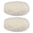 thumbnail image 1 of 2 Ovillos Terciopelo Hilo Chenille Hilo 2x100g/7.1oz 174 Yardas Total Longitud #6 Super Voluminoso Poliéster Suave Manta Hilo para Punto Tejido Bolsa Bufanda, Crema, 1 of 7