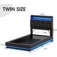 thumbnail image 5 of VEANERWOOD Twin Size Lift Up Bed Frame with Storage Headboard, Upholstered Platform Bed with Charging Station, LED Lights, No Box Spring Needed, 5 of 9